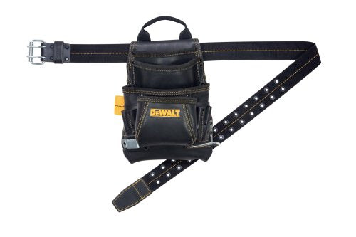 DEWALT DG5433 Tool Bag, 10 Pocket, Top Grain Leather,Black, Yellow