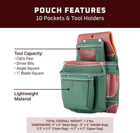 Occidental Leather 8062LH Left Hand Oxy Lights 4 Pouch Tool Fastener Bag