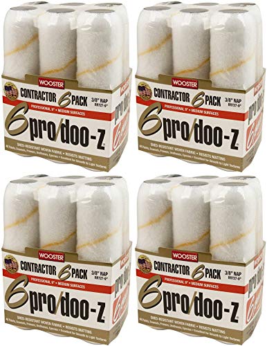 Wooster Brush RR727-9 Pro/Doo-Z Nap Rollers, 3/8-Inch, 6-Pack Pack of 4