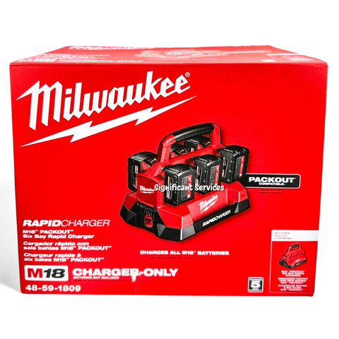 Milwaukee 48-59-1809 M18 18V Li-Ion Packout 6 Port Bay Rapid Battery Charger