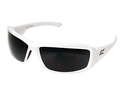 Edge XB146 Brazeau Wrap-Around Safety Glasses, Anti-Scratch, Non-Slip, UV 400, Military Grade, ANSI/ISEA & MCEPS Compliant, 5.04" Wide, White Frame/Smoke Lens