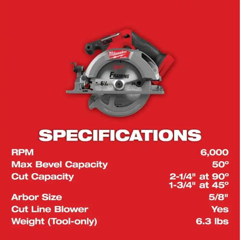 Milwaukee 2833-20 M18 18V FUEL 6-1/2" Cordless Circular Saw  5.0 AH Batteries