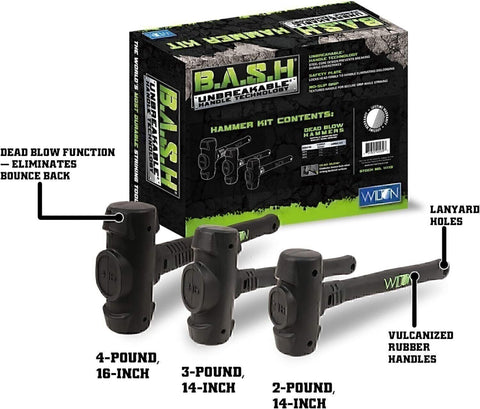 Wilton Tools 11113 Dead Blow Kit B.a.s.h 3 Hammer 1 LB, 2 LB, 3 LB Piece Set