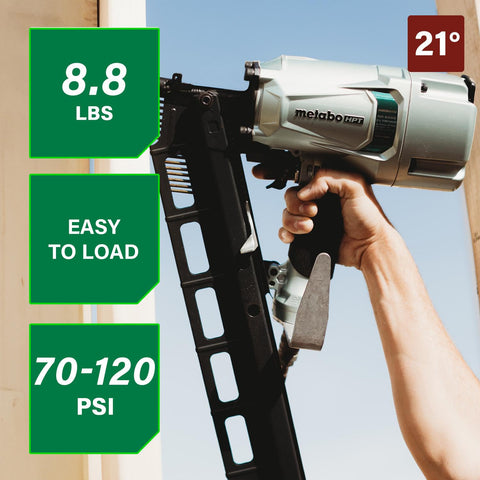 Metabo HPT NR83A5(S) 21 Degree 3-1/4" Pro Pneumatic Rear Load Framing Nailer