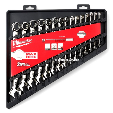 Milwaukee 48-22-9515 15-Piece Chrome Alloy Steel Combination Metric Wrench Set