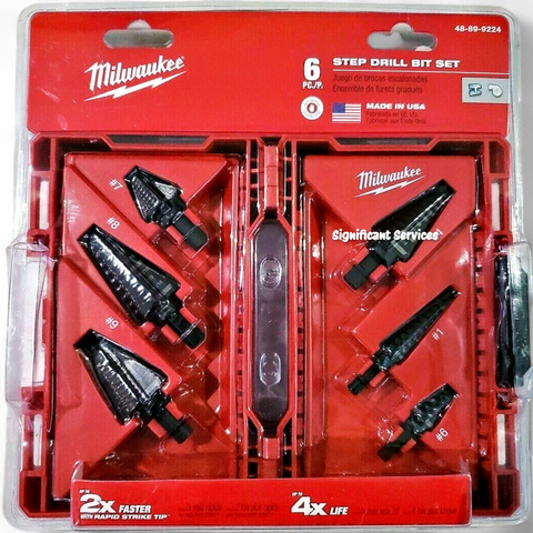 Milwaukee 48-89-9224 Step Bit 6-Piece Set Drill Power Kit #1 #4 #6 #7 #8 #9