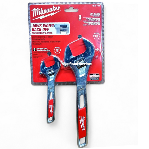 Milwaukee 48-22-7400 6" 10" Parallel Jaw Adjustable Wrench Set 2pc Heavy Duty