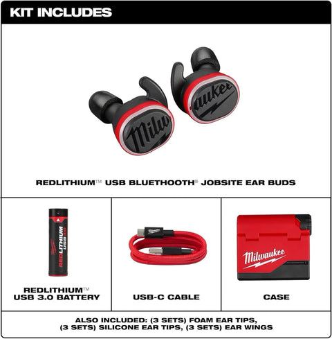 Milwaukee 2191-21 USB Bluetooth Jobsite Ear Buds with Noise Isolation