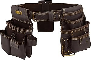 OX Tools Carpenter Tool Belt Framing Rig - Carpenter Tool Rig Construction Tool Belt with Hammer Loop - Leather Tool Belt For Men made of Oil Tanned Top Grain Leather Tool Pouch - OX-P263605