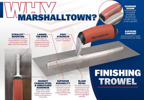 MARSHALLTOWN MX1D High Carbon Steel Finishing Trowel, 4 1/2 x 11 Inch Concrete, Masonry and Drywall Finishing Tool, Made in the USA