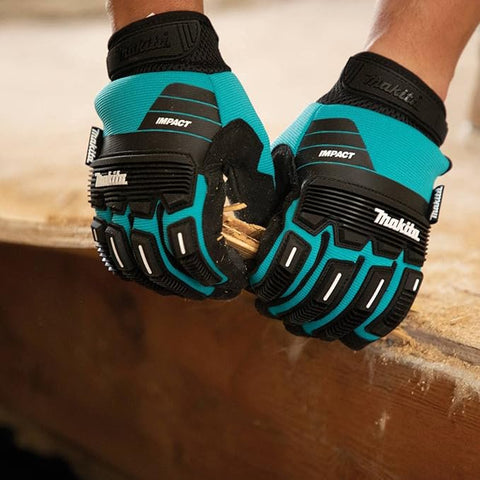 Makita T-04254 Advanced Impact Demolition Gloves Large, Teal/Black