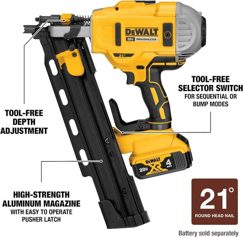 DEWALT 20V MAX* Framing Nailer, 21-Degree, Plastic Collated, Tool Only...
