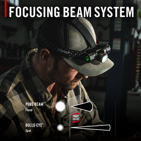 Coast XPH34R 2075 Lumen USB-C Rechargeable LED Headlamp Twist Focus PURE Beam