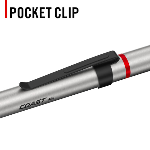 Coast A9R Rechargeable Inspection Beam LED Penlight 54 Lumens Flex Charge Silver