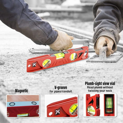 Kapro 923 Professional Cast Aluminum Torpedo Level Features DualView Plumb