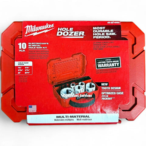 Milwaukee 49-22-4095 Hole Dozer Electricians Ice Hardened Hole Saw Kit 10Pc NEW