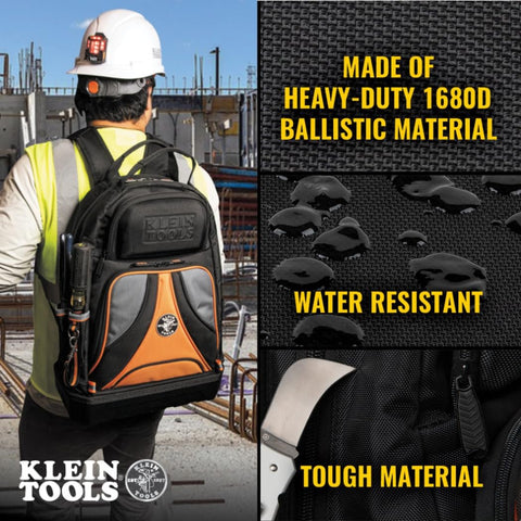 Klein Tools 55421BP-14 Tool Backpack Bag, 39 Pockets, Black/Orange/Gray