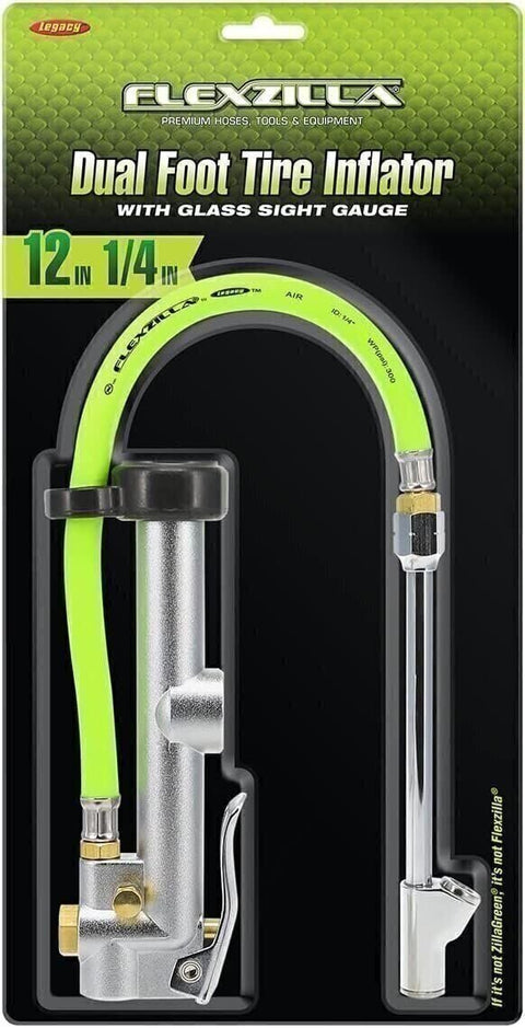 FLEXZILLA AL2051FZ Dual Foot Tire Inflator 12 in Hose Glass Sight Gauge 10–120 psi