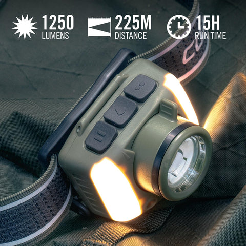 Coast FL97R LED Headlamp 1200 Lumen Pure Beam Spot Flood USB-C Voice Control