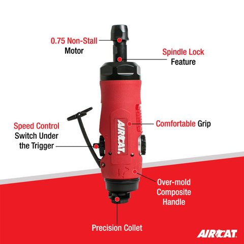 AIRCAT 6290 .75 HP Reversible Straight Die Grinder, 20,000 RPM
