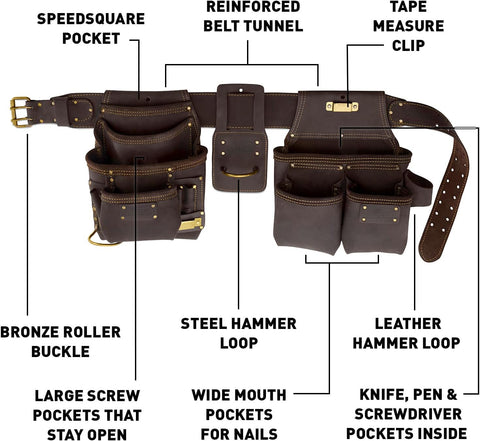OX Tools Carpenter Belt Framing Rig Heavy Duty Construction Pouch Suspenders