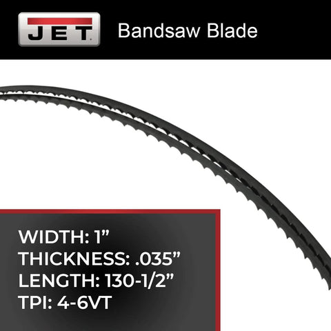 JET 414308 Bi-Metal Bandsaw Blade, 1" x .035" x 130-1/2" x 4-6VT