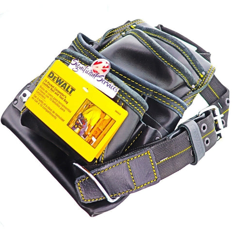 DEWALT DG5433 10 Pocket Heavy Duty Top Grain Leather Carpenter's Nail Tool Pouch