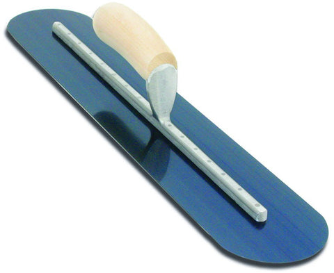 MARSHALLTOWN MXS224BR Fully Rounded Concrete Finishing Trowel, Blue Steel Blade, Wood Handle, 22 x 4, Made in The USA