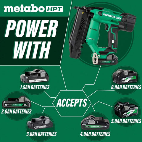 Metabo HPT NT1850DFTM 18V 2Ah Compact 18 Gauge Cordless Brad Nailer Ki