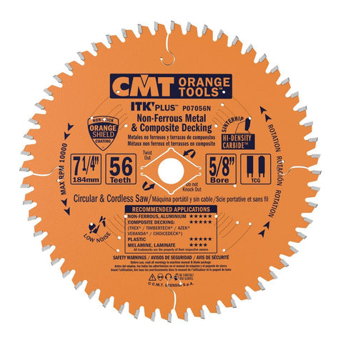 CMT P07056N 5/8" Bore ITK Plus Non-Ferrous Metal, 7-1/4" x 56 Teeth