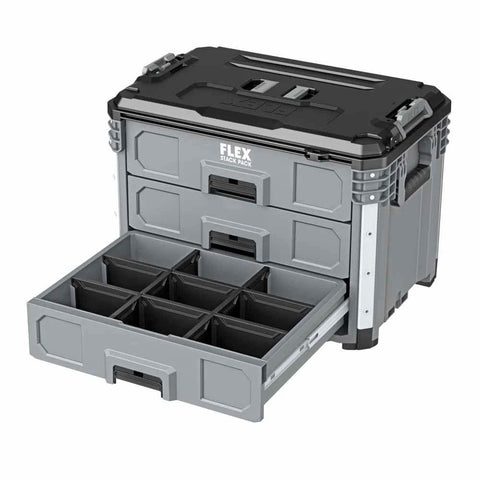 FLEX FS1105 Stack Pack 3-Drawer Tool Box Modular Storage System Heavy Duty