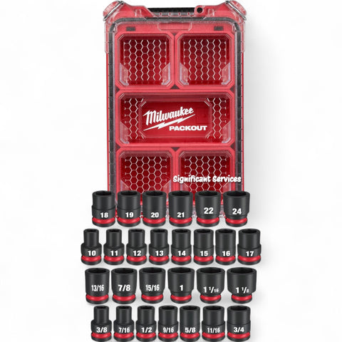 Milwaukee 49-66-6804 27PC SHOCKWAVE 1/2” Impact Duty Socket PACKOUT Metric & SAE