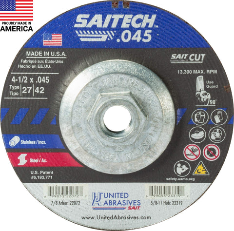 United Abrasives SAIT 23319 4-1/2x.045x5/8-11 SAITECH Cutting Wheels 10 Pack