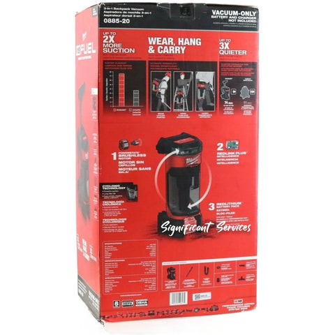 Milwaukee 0885-20 M18 FUEL 3-in-1 Backpack Vacuum (Tool Only)