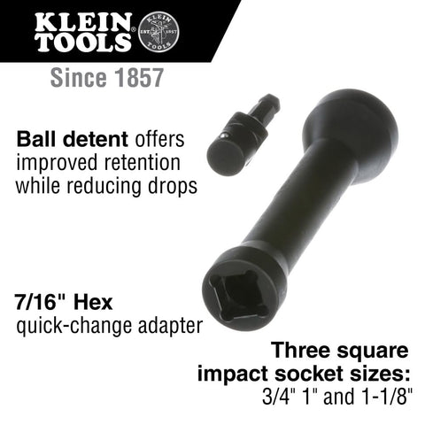 Klein Tools 660KIT1 1/2-Inch Drive Impact Socket Set with 5-in-1 Impact and 6 Slotted Sockets, for Linemen and Utility Work, 8-Piece