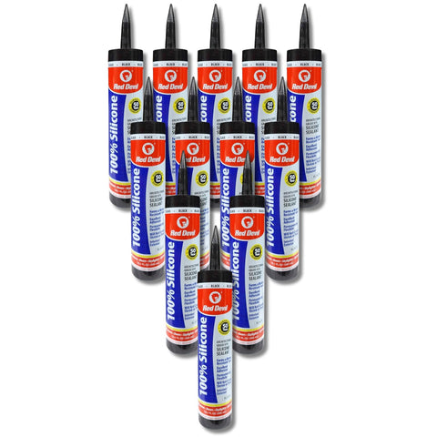 Red Devil 0816 100% Silicone Sealant Grade Architectural RTV 9.8 oz Black 12 PK