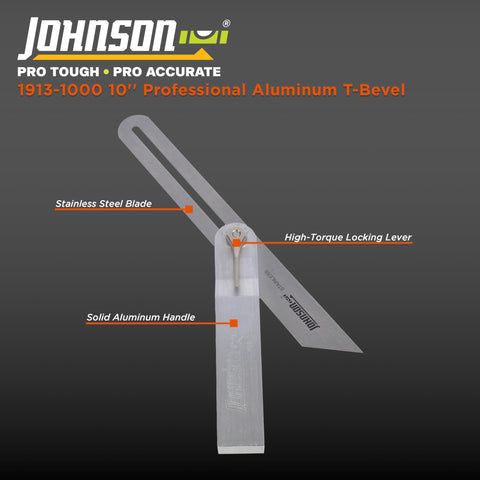 Johnson Level & Tool 1913-1000 Professional Aluminum T-Bevel 10" Silver 1 Level