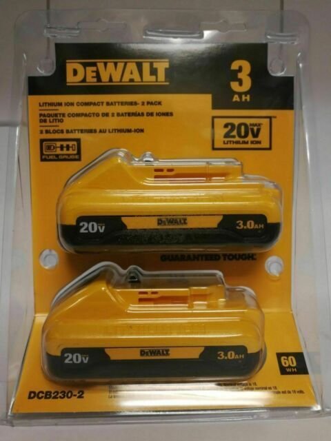 DeWALT DCB230-2 20V MAX Compact Li-Ion 3.0 Ah Battery 2 Packs