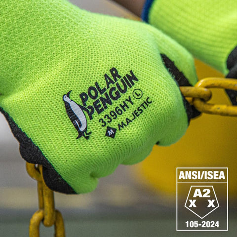 Majestic Polar Penguin 3396HY Winter Hi-Vis Yellow Latex Coated Palm Gloves 12pk