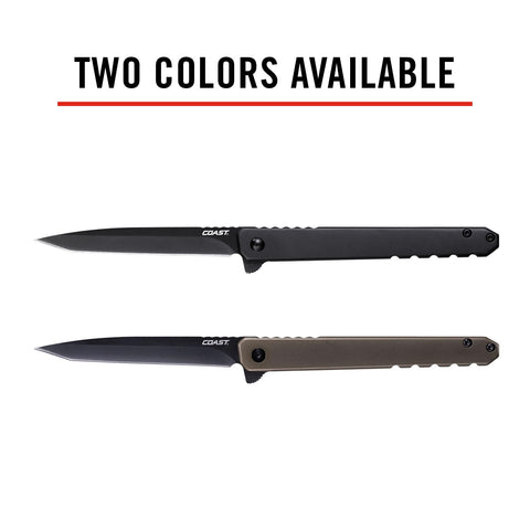 Coast 31117 LX520 Folding Pocket Knife Tanto Blade Frame Lock Black Stainless Steel EDC
