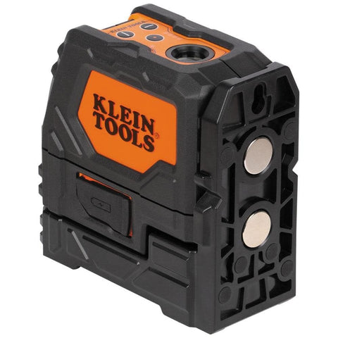 Klein Tools 93LCLGR Self-Leveling Laser Level, Class 2 Rechargeable, Bright Green Cross-Lines and Red Plumb Spot, Magnetic and Ceiling Clamp Mounting