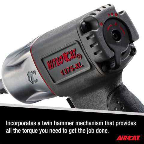 AIRCAT NitroCat 1375-XL 1/2" Mini Composite Pneumatic Impact Wrench Twin Clutch