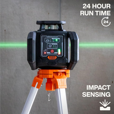 Klein Tools 93RLS Green Self-Leveling Rotary Laser Level Kit, Horizontal/Vertical with Plumb Spot, 1150-Foot Range, Rechargeable, Tripod, Detector
