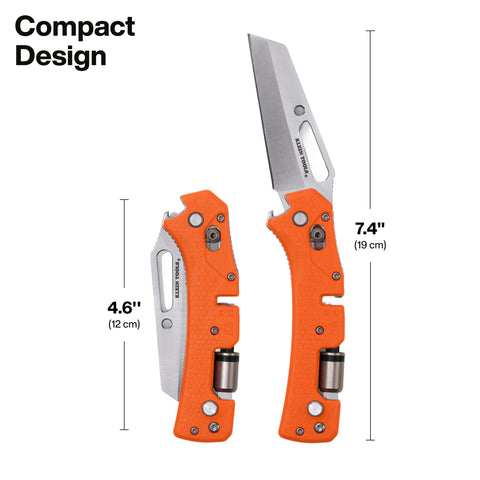 Klein Tools 44056D Electrician's Pocket Knife with Driver, Sheepsfoot Blade, Wire-Stripping Notch, Removable 1/4-Inch Slotted and #2 Phillips Bit, 90 and 180-Degree Driver Locking Positions