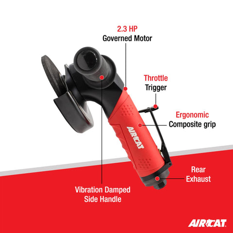 AIRCAT 6380 5" Heavy Duty Pneumatic Angle Grinder 2.3 HP 12,000 RPM Power Tool