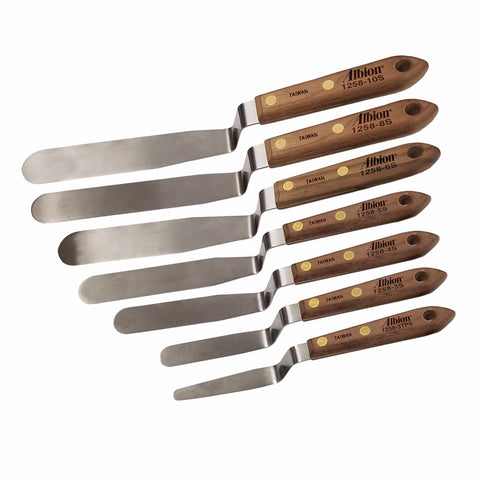 Albion Engineering 1258-G01 7-Piece Classic Offset Caulk Tooling Spatula Set