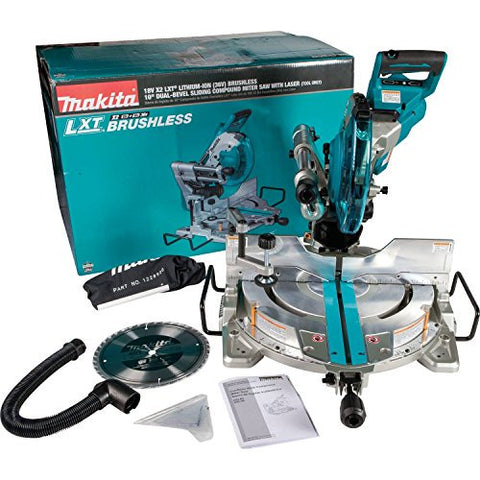 Makita XSL06Z LXT Li-Ion (36V) Brushless Cordless 10" Compound Miter Saw with Laser Dual-Bevel Sliding TOOL Only