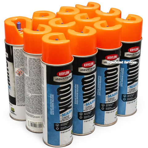 Krylon A03700004 Quik-Mark WB Inverted Marking Spray Paint Orange 12-Pack
