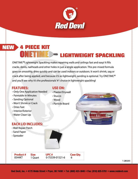Red Devil 0544KT Onetime Wall Repair Kit, 1 Quart, 1-Pack, White