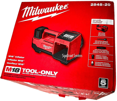 New Milwaukee 2848-20 M18 18V Li-Ion Cordless Battery Tire Inflator Pump